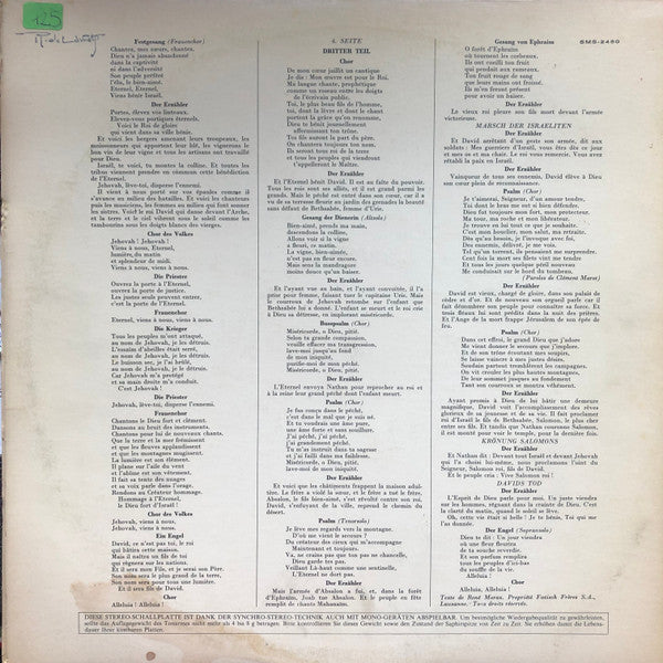 Denise Scharley, Arthur Honegger, Henri Doublier, Jacqueline Brumaire, Jacques Pottier, Choeurs Elisabeth Brasseur, Orchestre National De L'Opéra De Paris, Serge Baudo : König David (2xLP, Album)