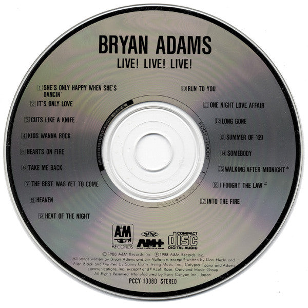 Bryan Adams = Bryan Adams : Live! Live! Live! (CD, Album)