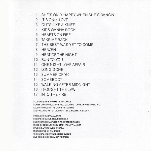 Bryan Adams = Bryan Adams : Live! Live! Live! (CD, Album)