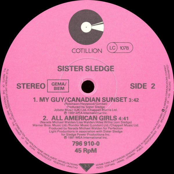Sister Sledge : We Are Family (Long Version) (1984 Mix By Bernard Edwards) (12")