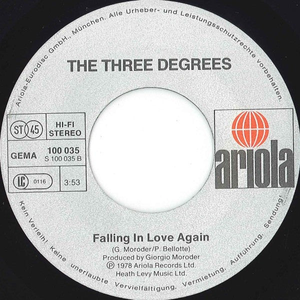 The Three Degrees : Giving Up, Giving In (7", Single)