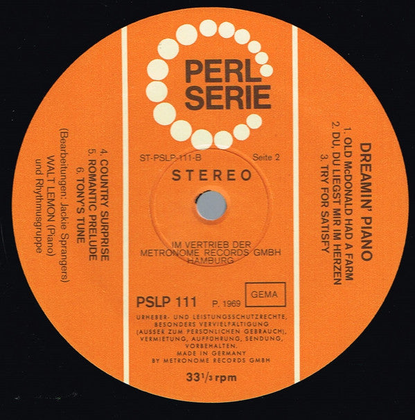 Walt Lemon : Dreamin' Piano (LP, Album)