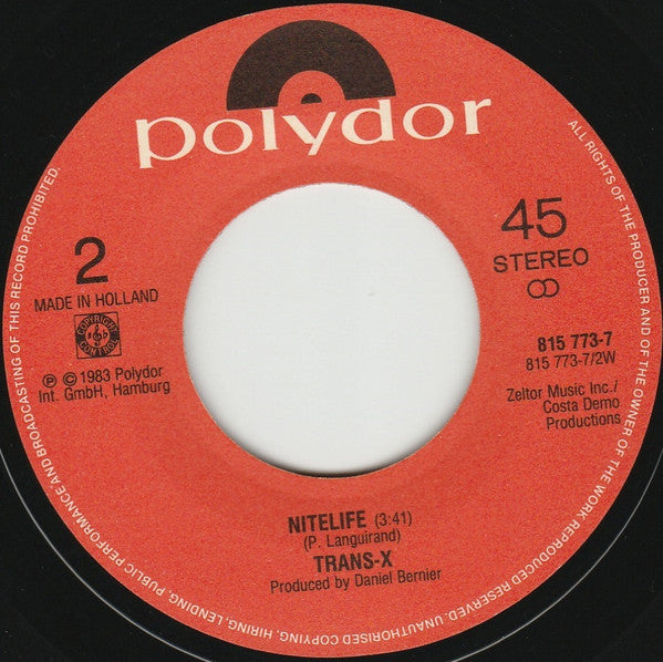 Trans-X : Message On The Radio (7", Single)