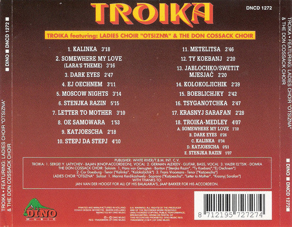 Balalaika Ensemble Troika Featuring Ladies Choir "Otsizna" & Don Kosaken Chor Serge Jaroff : Troika (CD, Album)