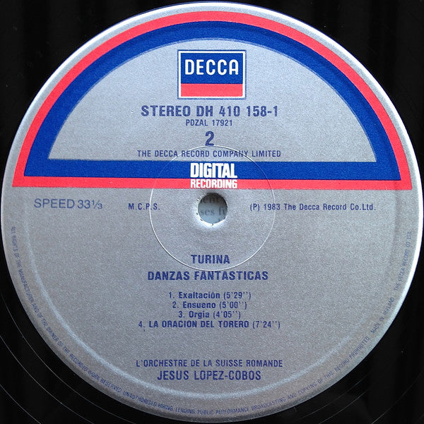 Joaquín Turina – Pilar Lorengar, L'Orchestre De La Suisse Romande, Jesús López-Cobos : Canto A Sevilla / Danzas Fantásticas / La Oración Del Torero (LP)