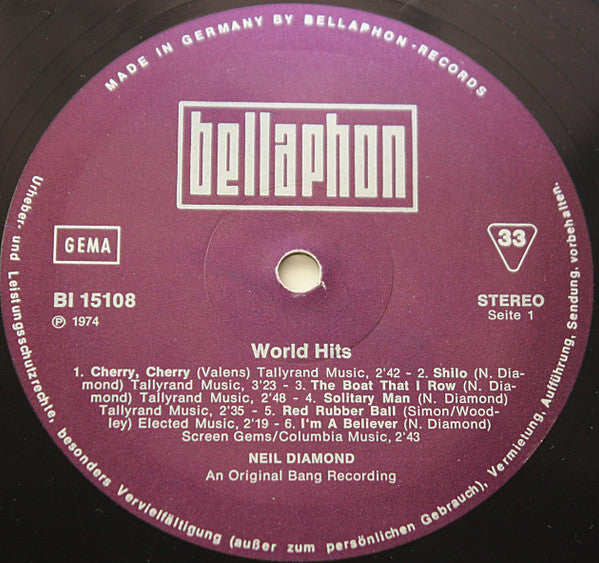Neil Diamond : World Hits (LP, Comp)