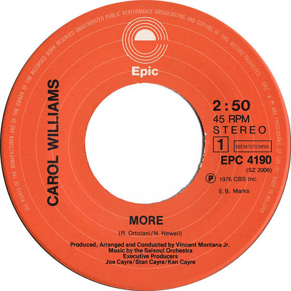 Carol Williams : More (7", Single)