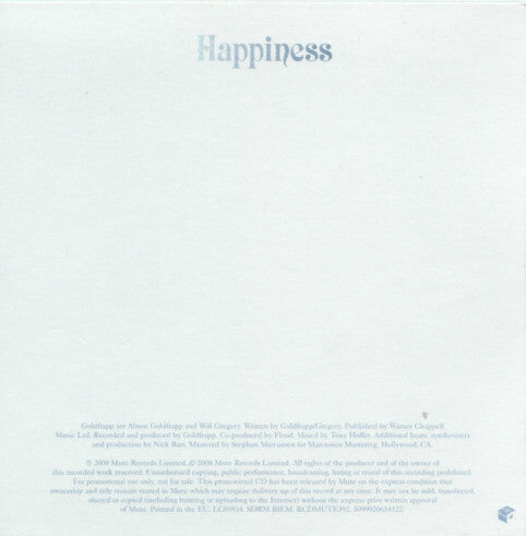 Goldfrapp : Happiness (CD, Single, Promo, Car)