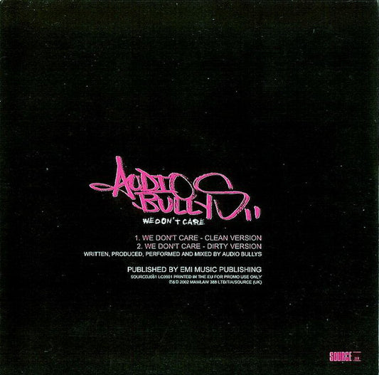 Audio Bullys : We Don't Care (CD, Single, Promo)