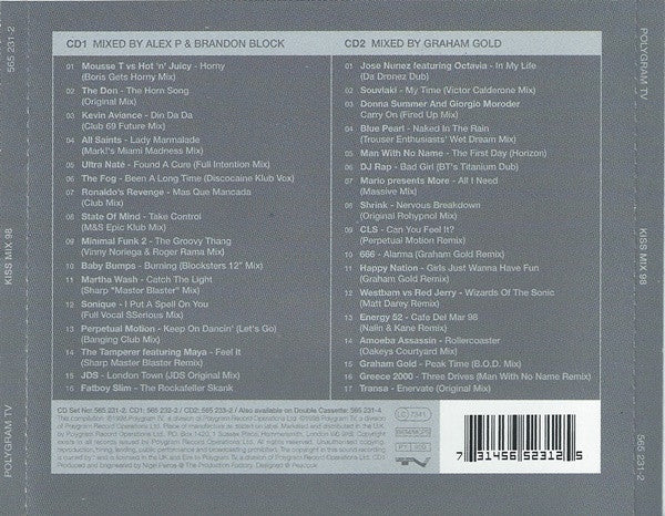 Alex P & Brandon Block / Graham Gold : Kiss Mix 98 (2xCD, Mixed)