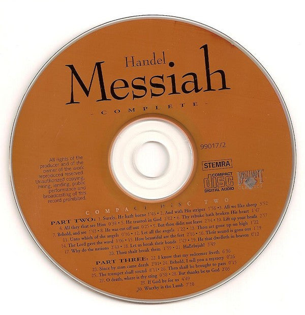 Georg Friedrich Händel / The Choir & Orchestra Of Pro Christe, Timothy Dean : Messiah Complete (2xCD, Album)