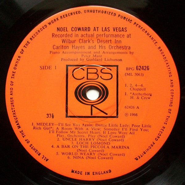 Noël Coward : At Las Vegas (LP, Mono)