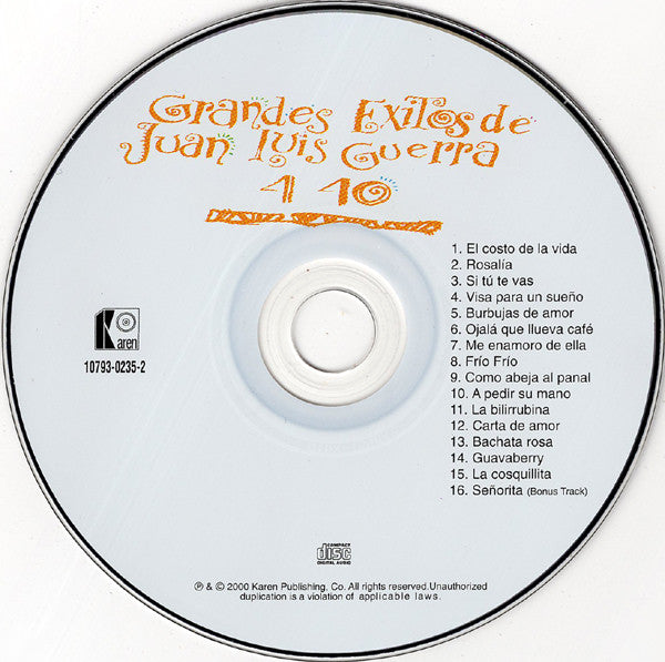 Juan Luis Guerra 4.40 : Grandes Éxitos De Juan Luis Guerra 4 40 (CD, Comp, RE)