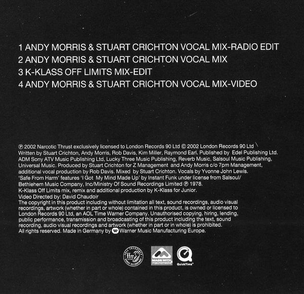 Narcotic Thrust : Safe From Harm (CD, Single, Enh)