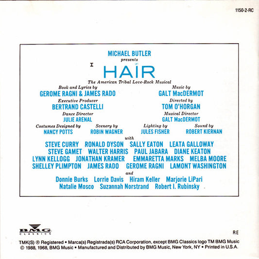 Various : Hair - The Original Broadway Cast Recording (CD, Album, RE, RM)